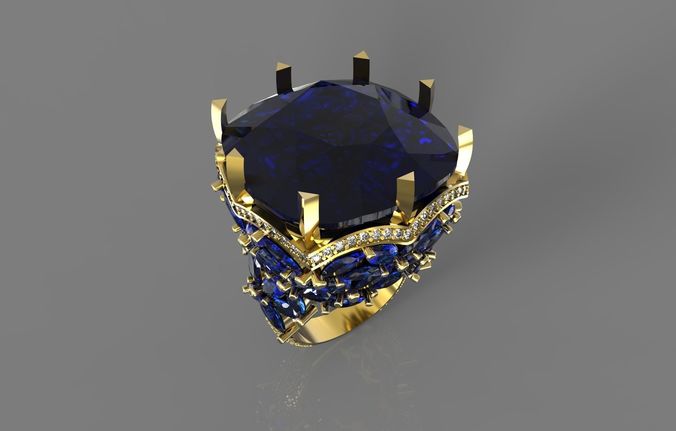Ring with Gems 3D print model