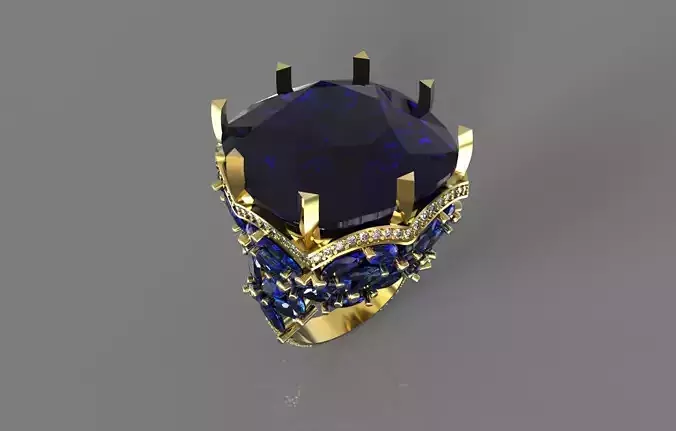 Ring with Gems 3D print model