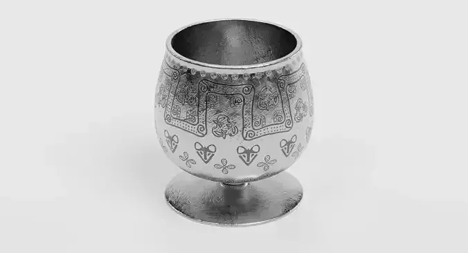 Viking Cup - Ornate Norse Goblet Prop 3D model 3