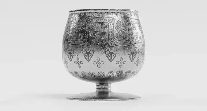 Viking Cup - Ornate Norse Goblet Prop 3D model 2