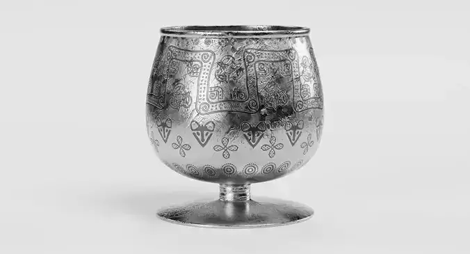 Viking Cup - Ornate Norse Goblet Prop 3D model 5