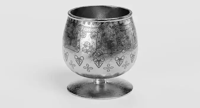 Viking Cup - Ornate Norse Goblet Prop 3D model 6