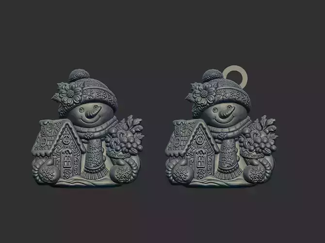 snowman home cnc keychain 