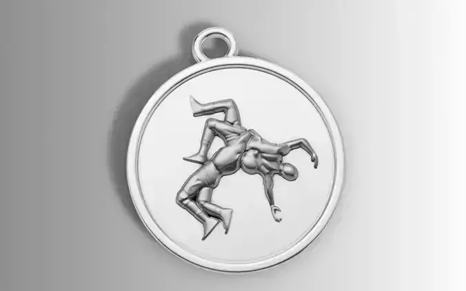 Wrestling Figure Sports Medallion Pendant