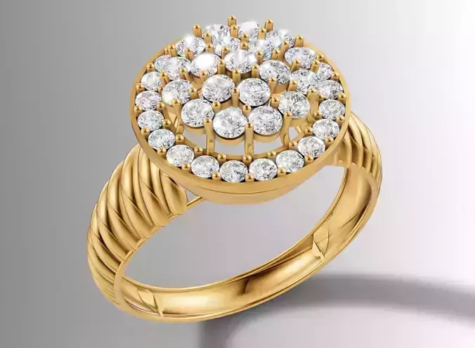 Twisted Band Round Cluster Ring