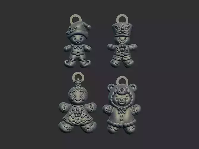 ginger cookie decor set 2 cnc keychain 