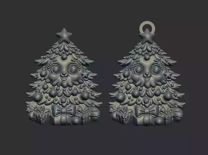 cute christmas tree cnc keychain