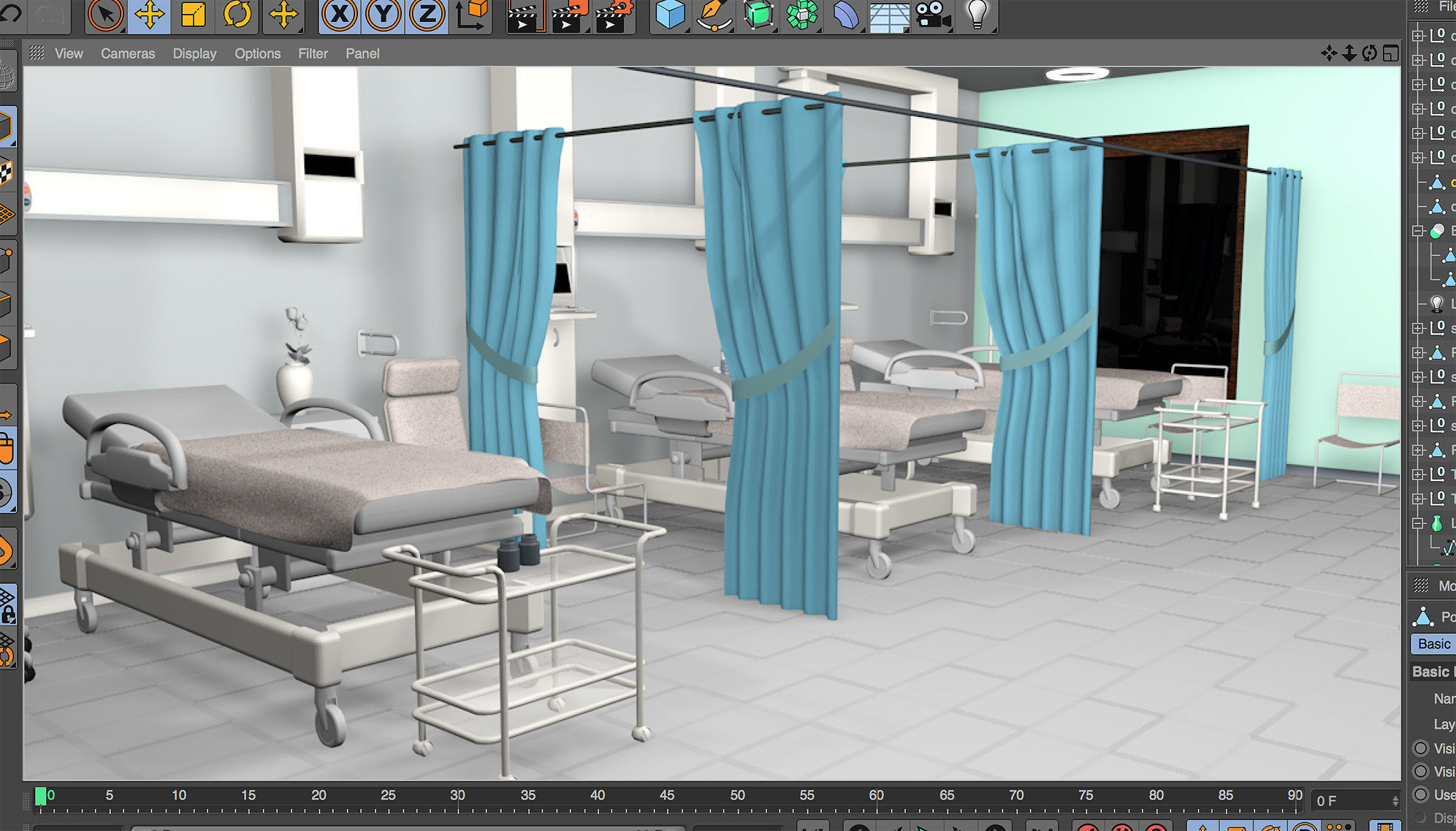 Hospital ward scene and corridor 3D model_5