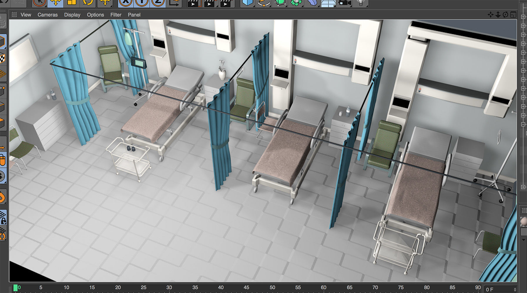 Hospital ward scene and corridor 3D model_1