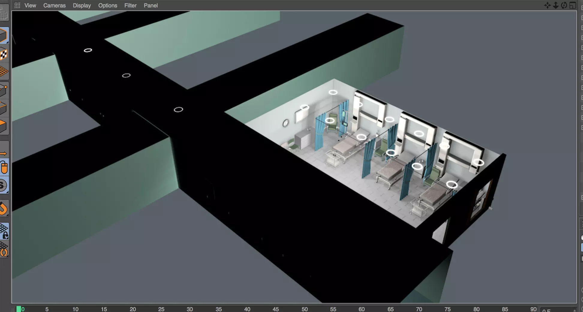 Hospital ward scene and corridor 3D model_0