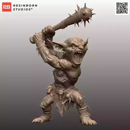 Savage Goblin Ferocious Warrior Creature with Spiked Club