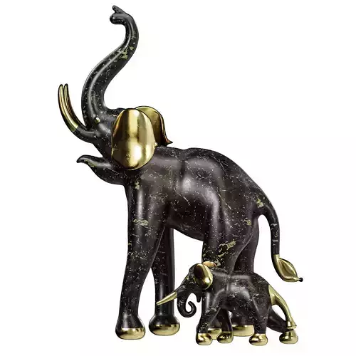 Playful Baby Elephant And Mother Figurine Decor