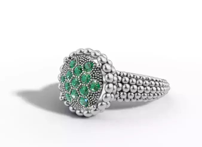 Ball Bead Cluster Halo Ring