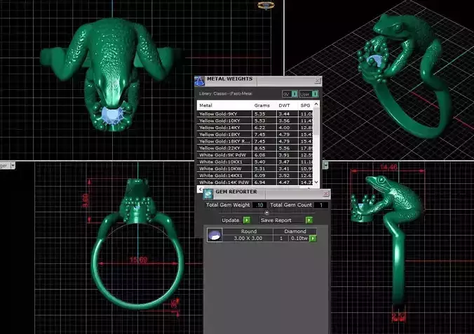 Frog Holding Gemstone Ring 3D Model