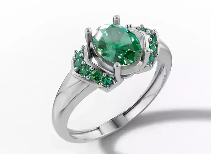 Oval Solitaire Twisted Side Stone Ring