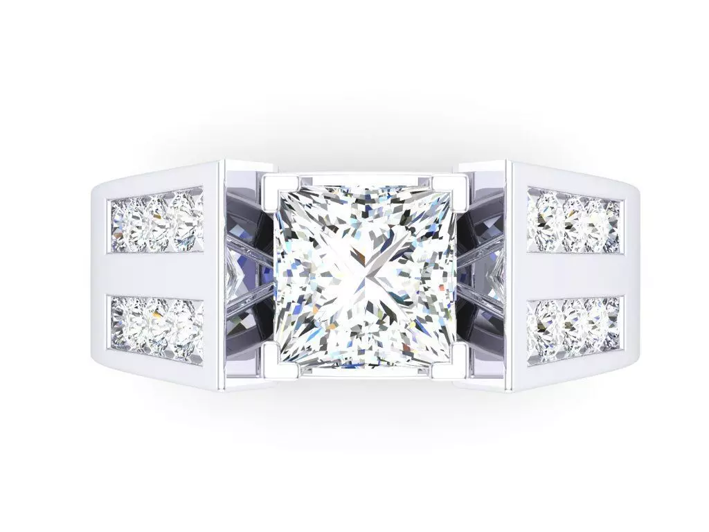 Princess Cut Centerstone Ring Chunky 3dm 3D print model
