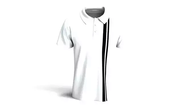 White Polo Shirt Classic Short Sleeve 3D Model