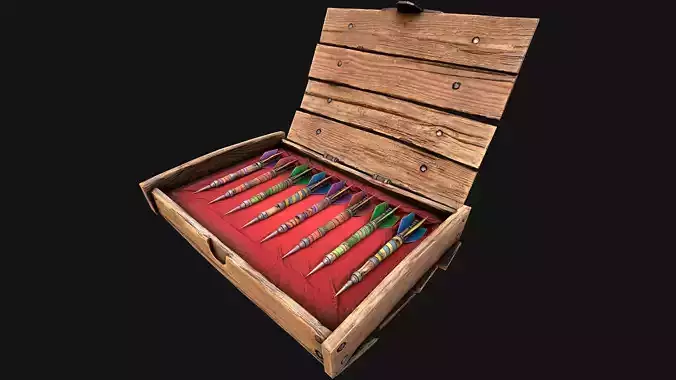 Medieval Wooden Darts box Dart Set