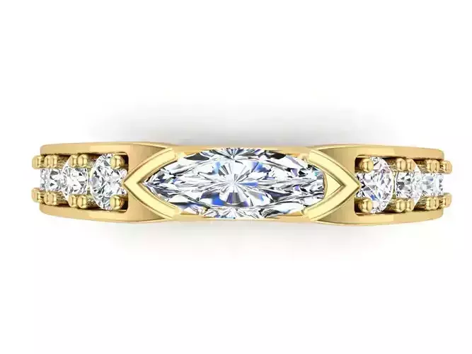 Marquise Diamond Wedding Band Ring 3dm