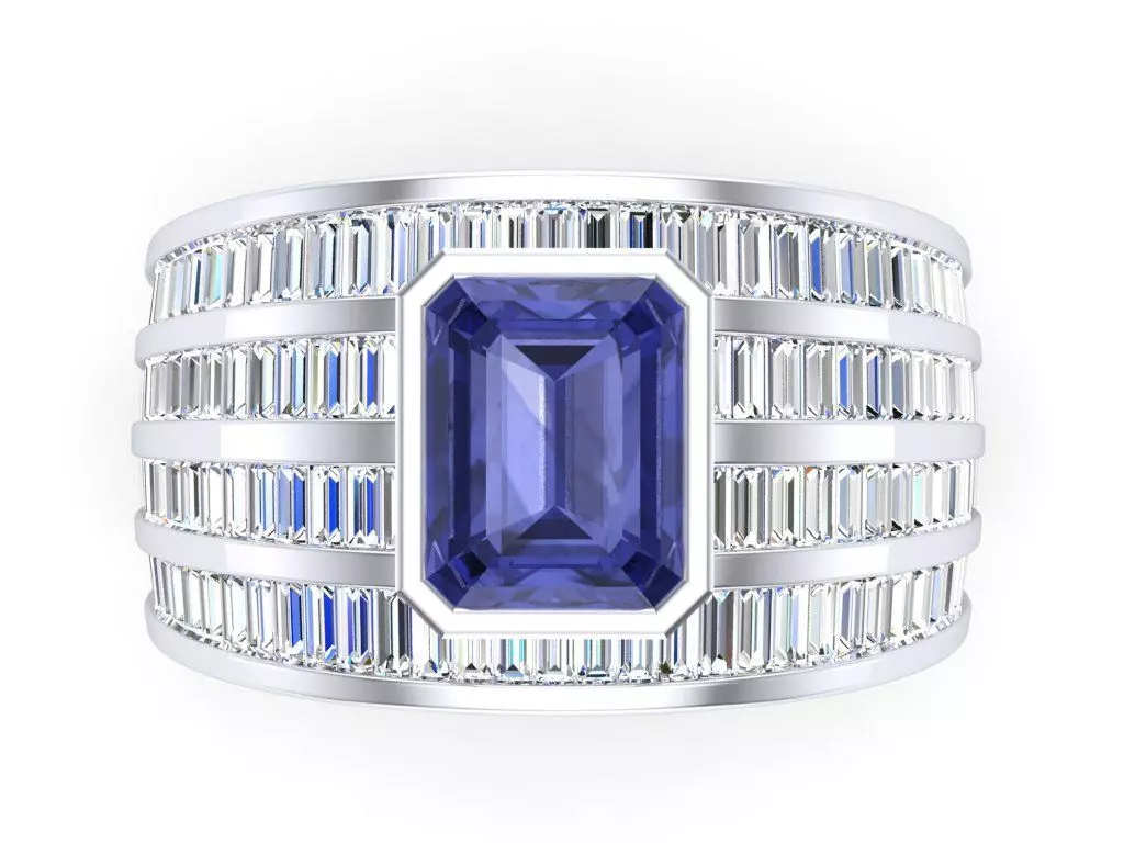 Two Sizes in One Chunky Mens Sapphire Ring 3D print model
