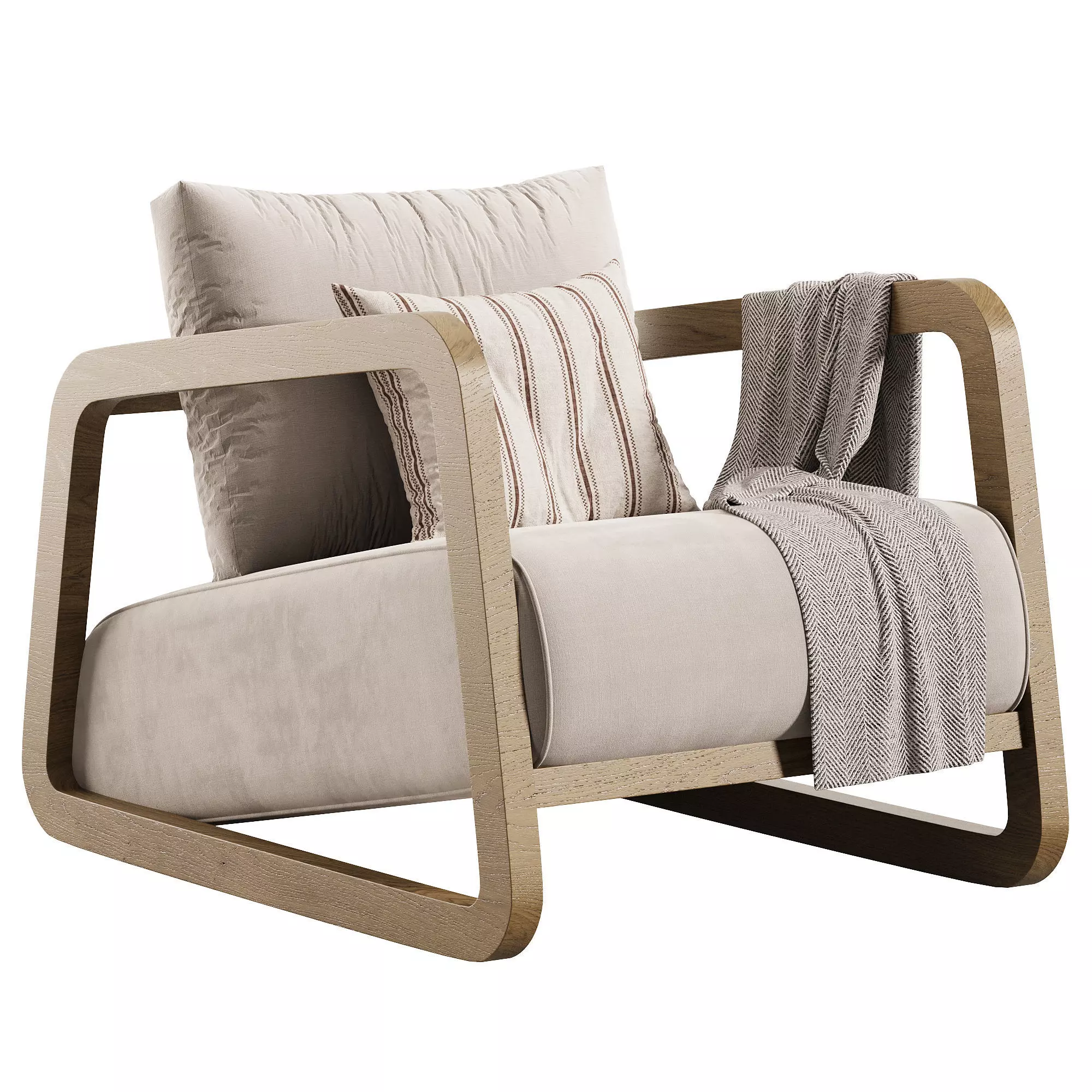 Clayton Lounge Chair Ivory Low-poly 3D model