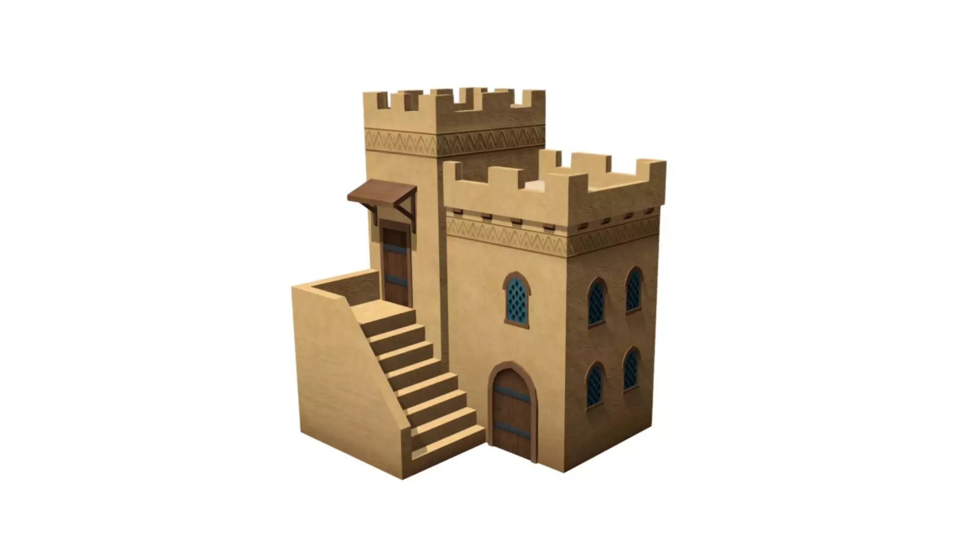 Middle Eastern Style Building - PBR Game Ready Low-poly 3D model