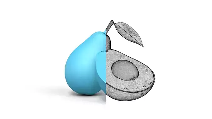 Fresh Green Avocado - Whole and Cut with Core - High Poly 3D print model 7