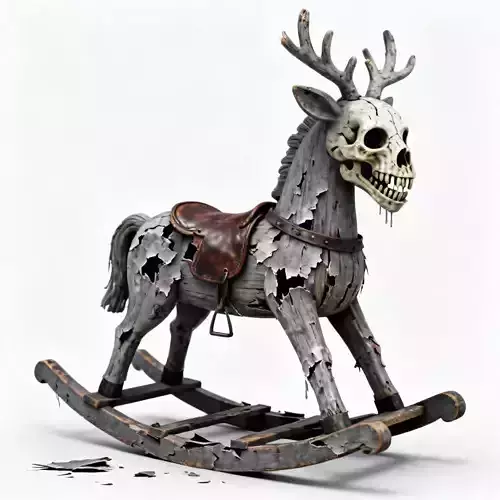 Horror Skeletal Reindeer Rocking Horse 3D Model