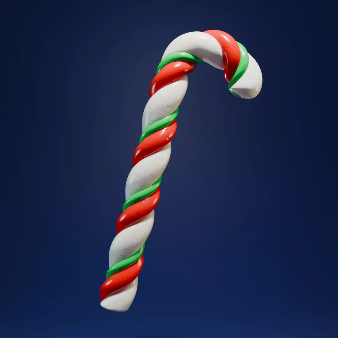 3D Candy Cane Christmas Decoration 3D model