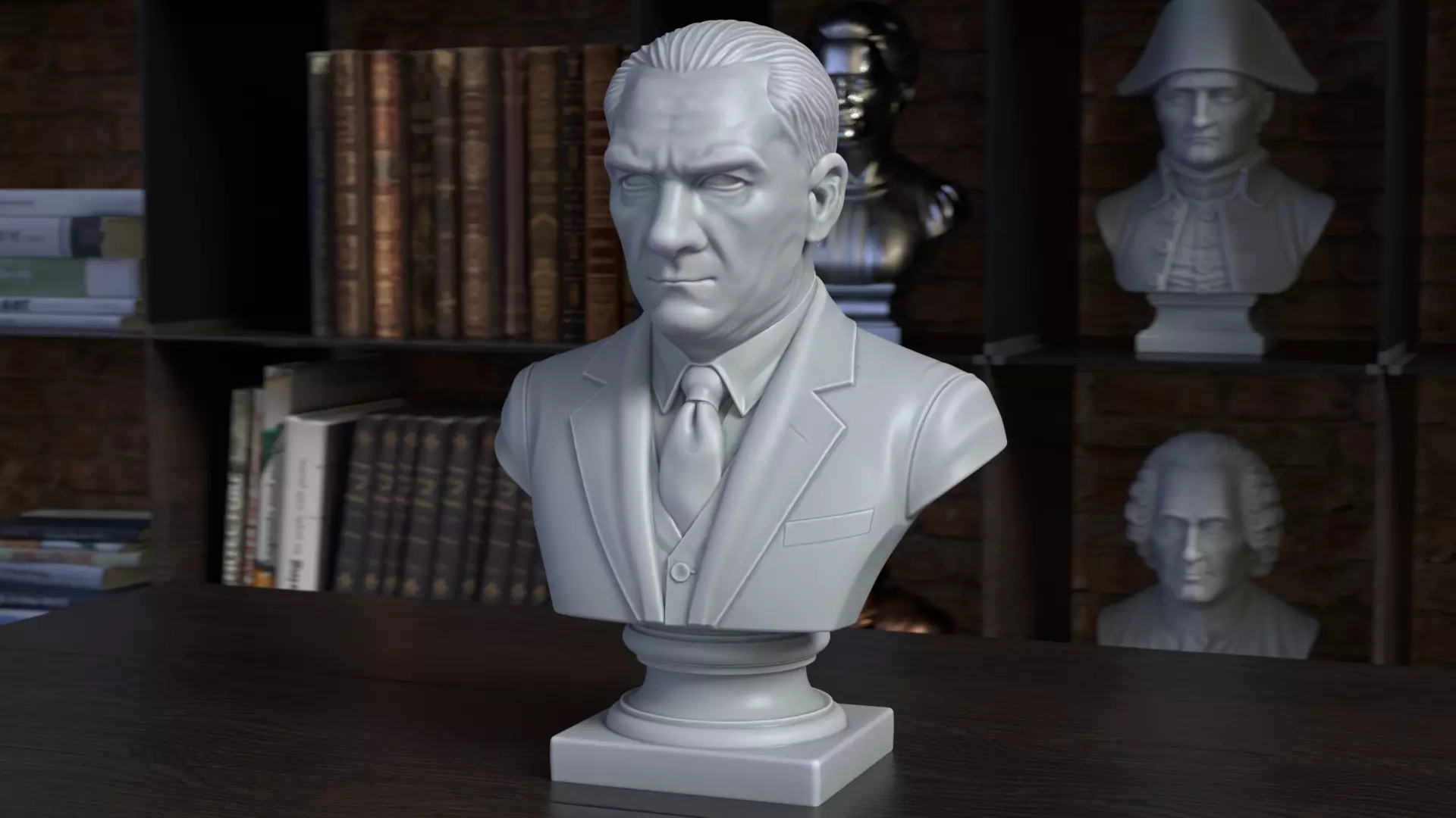 Mustafa Kemal Ataturk Bust Sculpture 3D Print Model STL File Free 3D print model