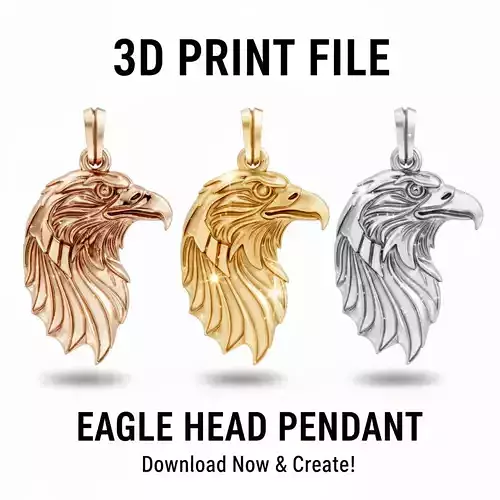 Majestic Eagle Head Pendant  High Detail Jewelry 3D Print Model