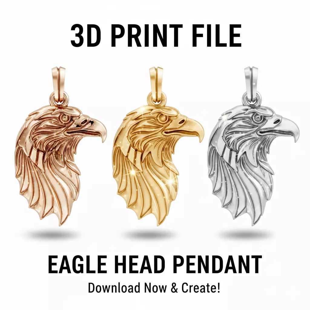 Majestic Eagle Head Pendant High Detail Jewelry 3D Print Model 3D print model