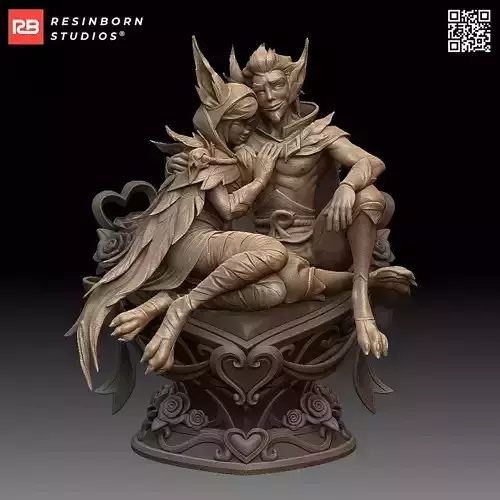 Rakan and Xayah Enchanted Lovers Diorama League of Legends
