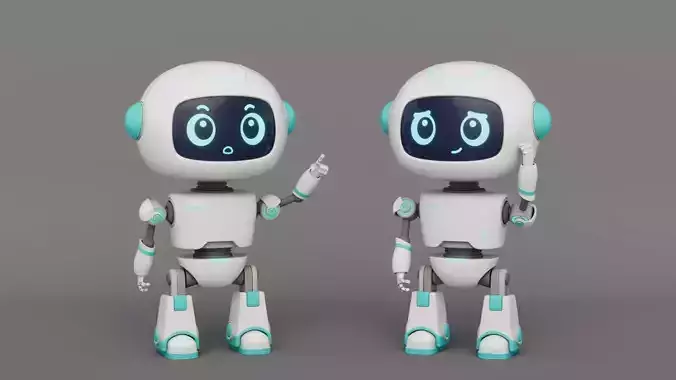 Rigged Cartoon Cute Robot