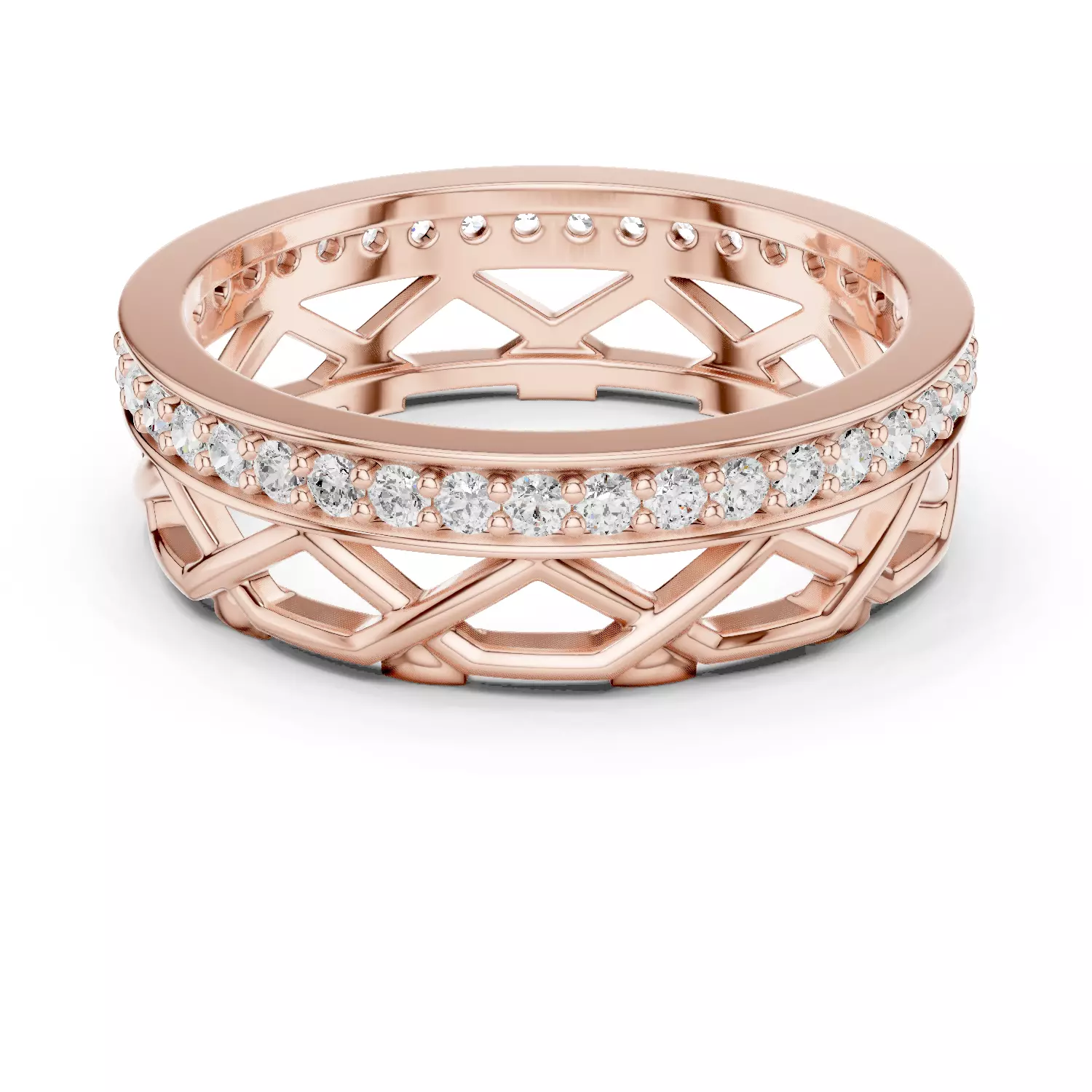 Diamond Band Ring 3dm stl renders animation videos details 3D print model