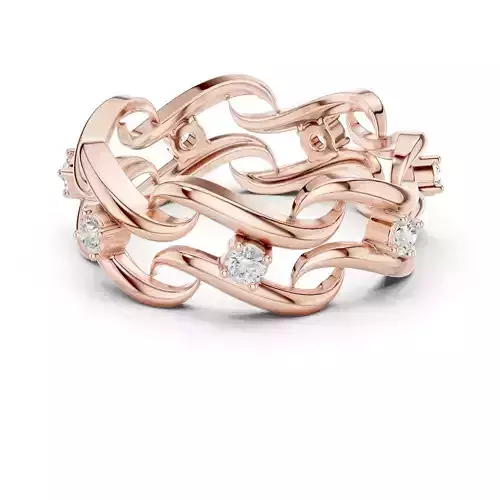 Waves Line Diamond Band Ring 3dm stl renders animation videos