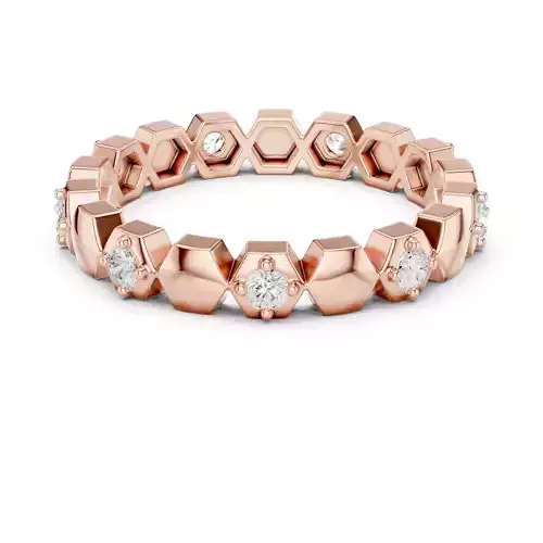 Hexagonal Head Diamond Band Ring 3dm stl renders animation
