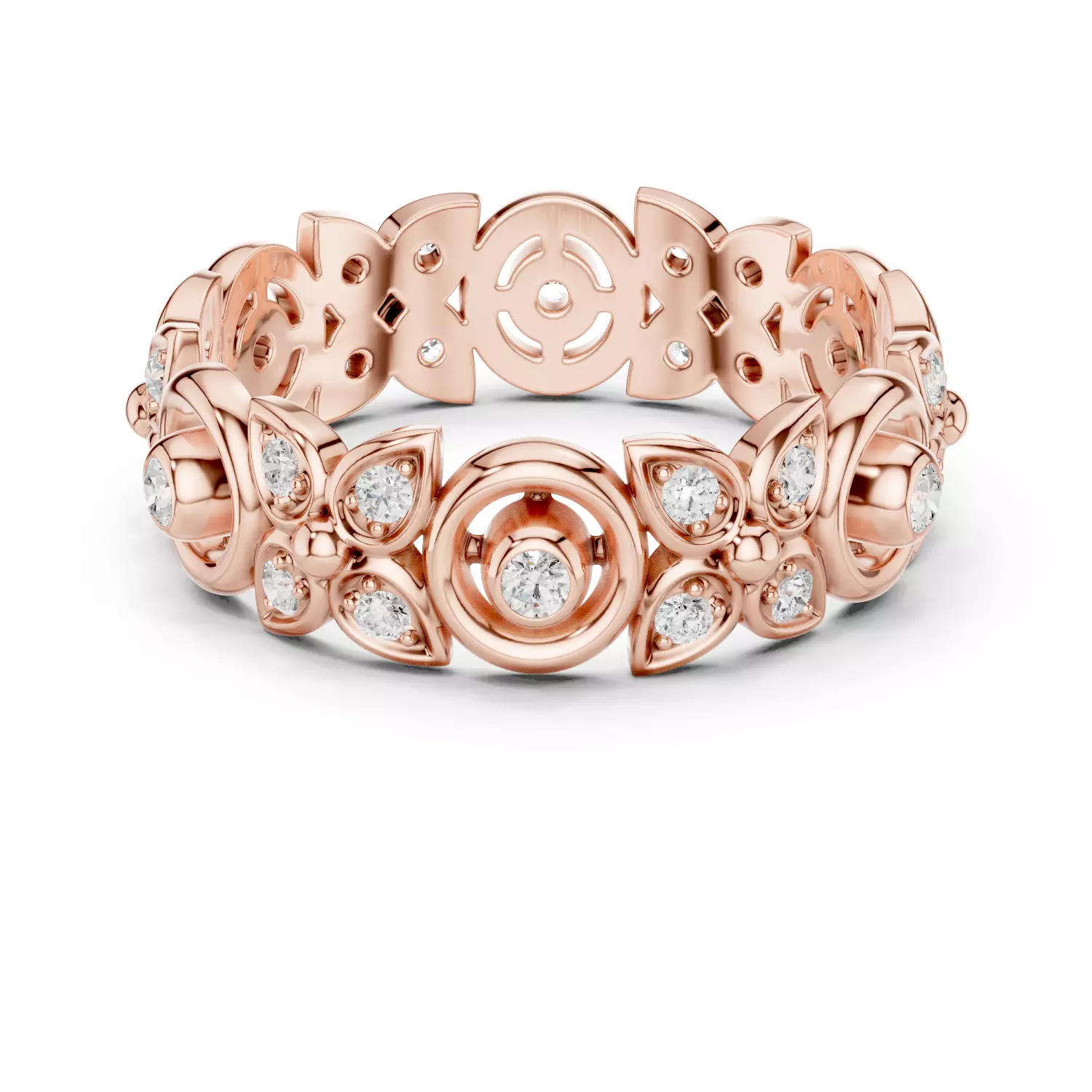 Flower Diamond Band Ring 3dm stl renders animation videos 3D print model