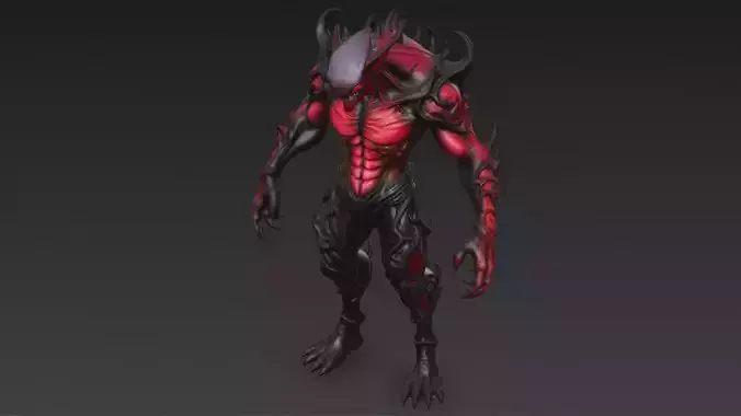 Red Humanoid Monster 3D Model 3D model
