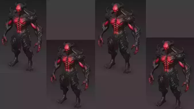 Red Humanoid Monster Variants Pack 3D Models