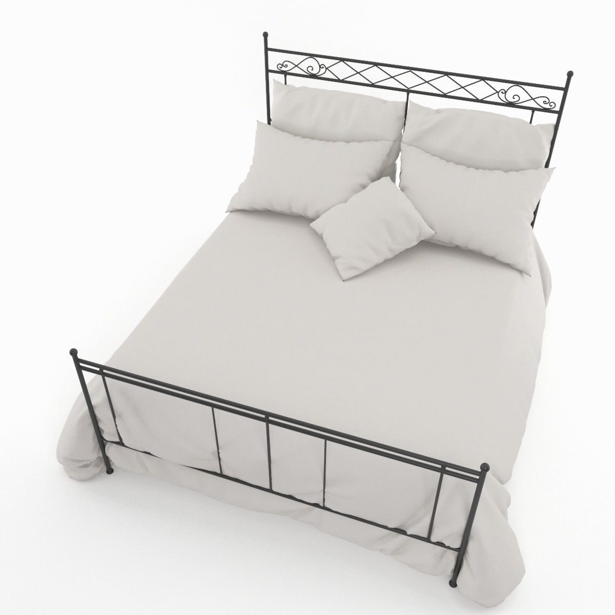 white bed 3D model_4