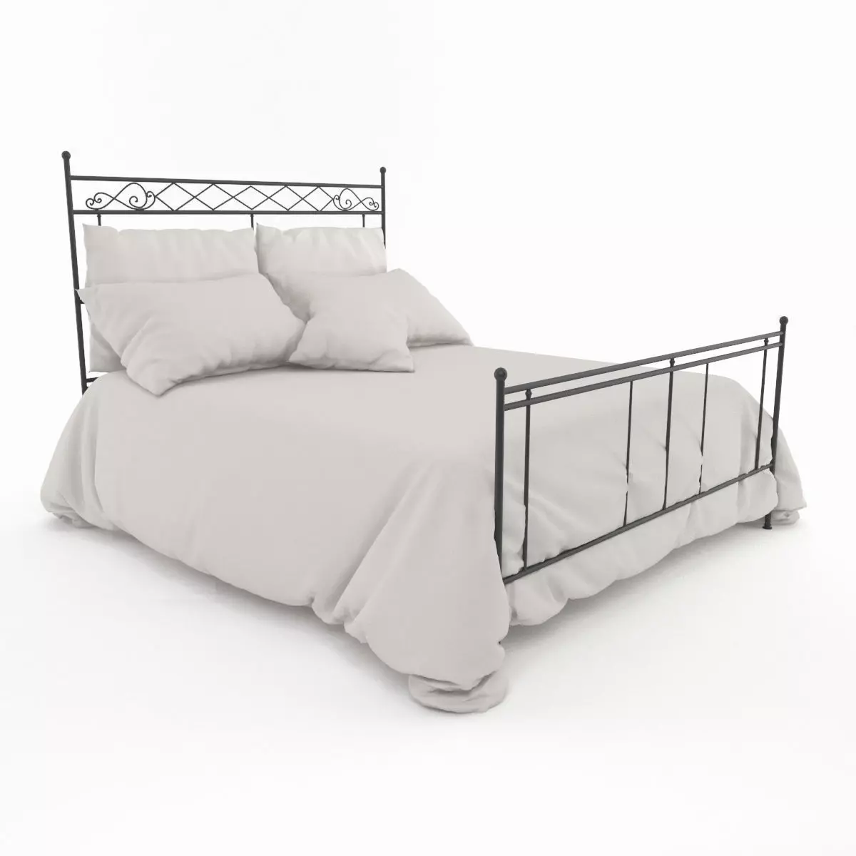 white bed 3D model_0
