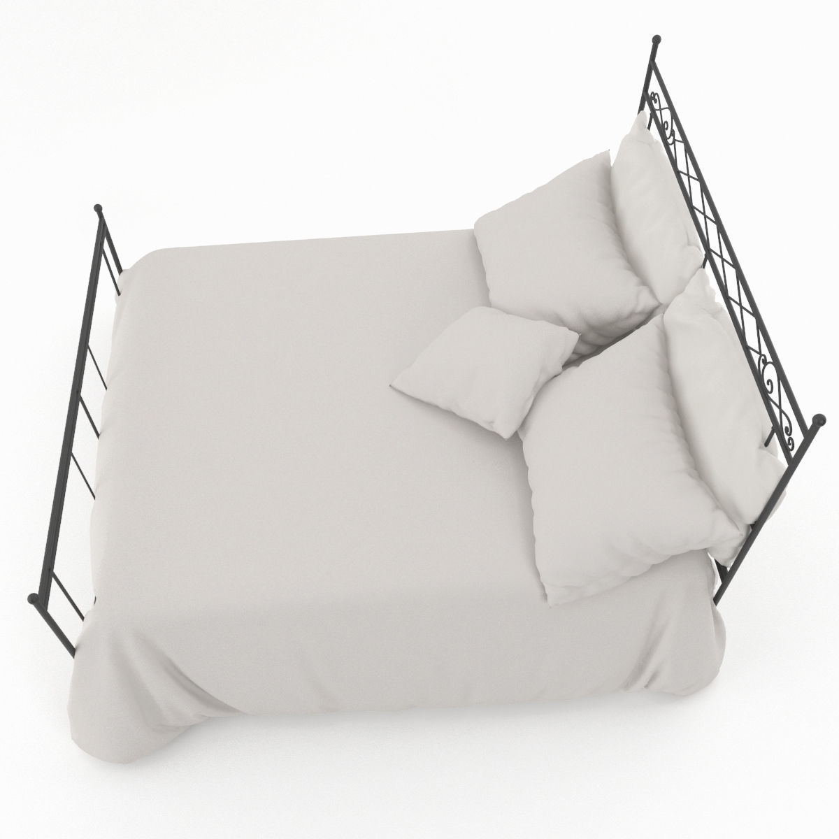 white bed 3D model_2
