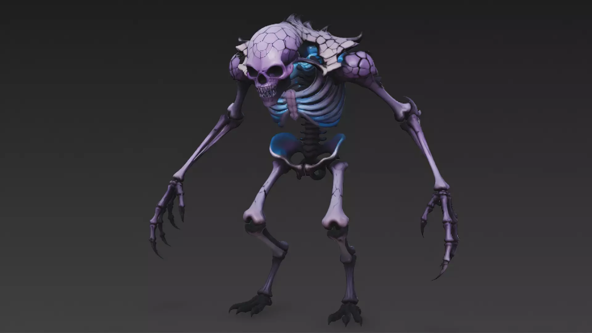 Purple Skeletal Humanoid Monster 3D Model 3D model 3D model