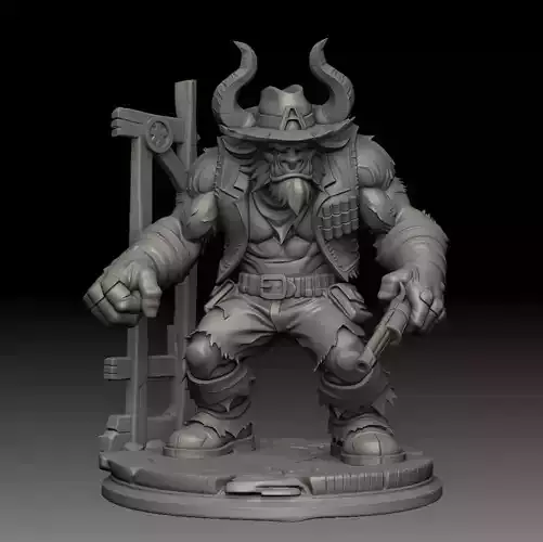 Alistar Longhorns Cowboy West 3D Figure League of Legends