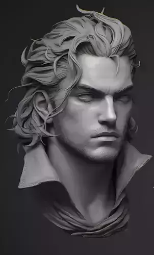 realistic man facial head sculpture details character design