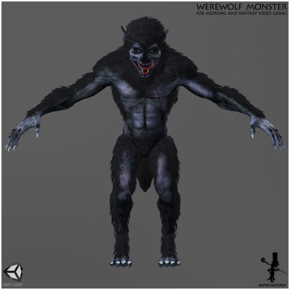 Animated Werewolf Low-poly 3D model_6