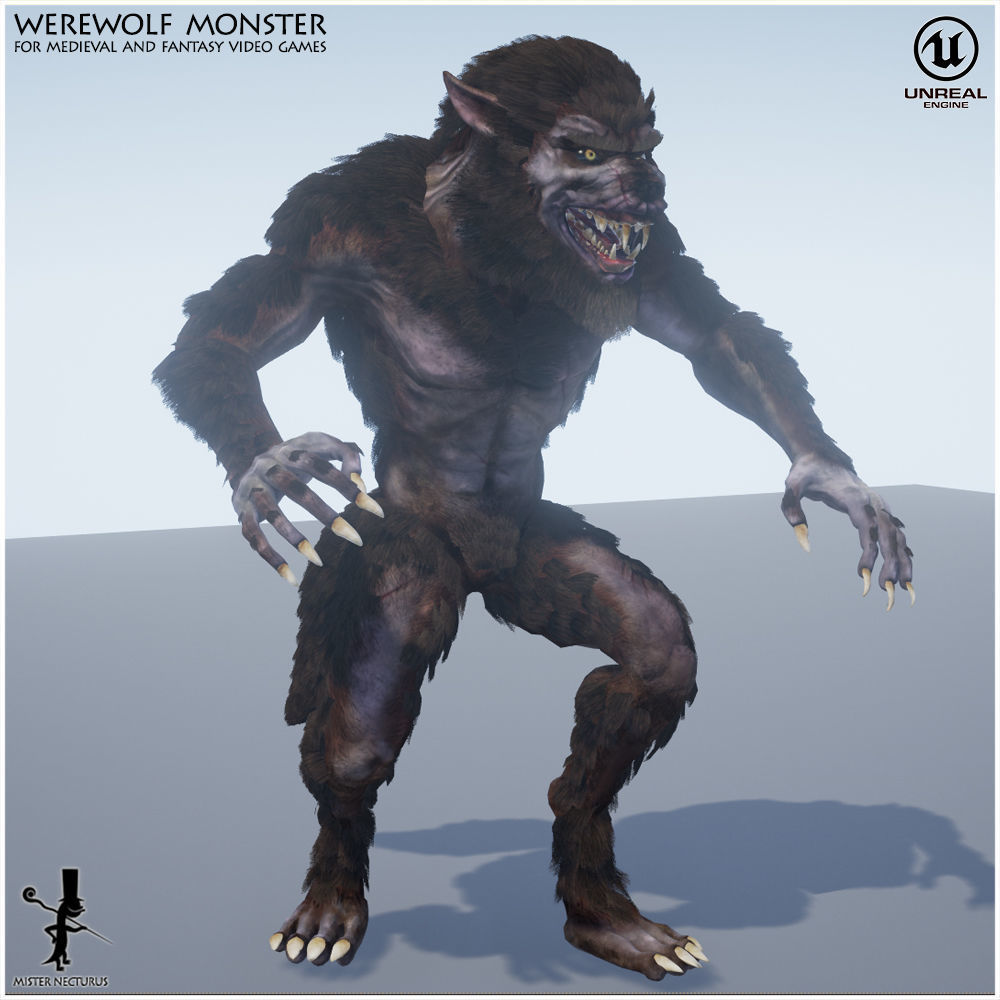 Animated Werewolf Low-poly 3D model_16