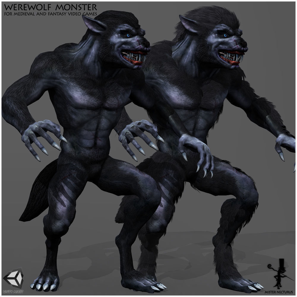 Animated Werewolf Low-poly 3D model_13