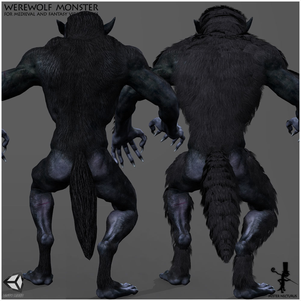 Animated Werewolf Low-poly 3D model_11